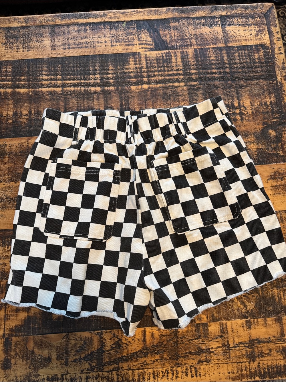 High-Waist Checkerboard Shorts - Black & White - Picture 4 of 5